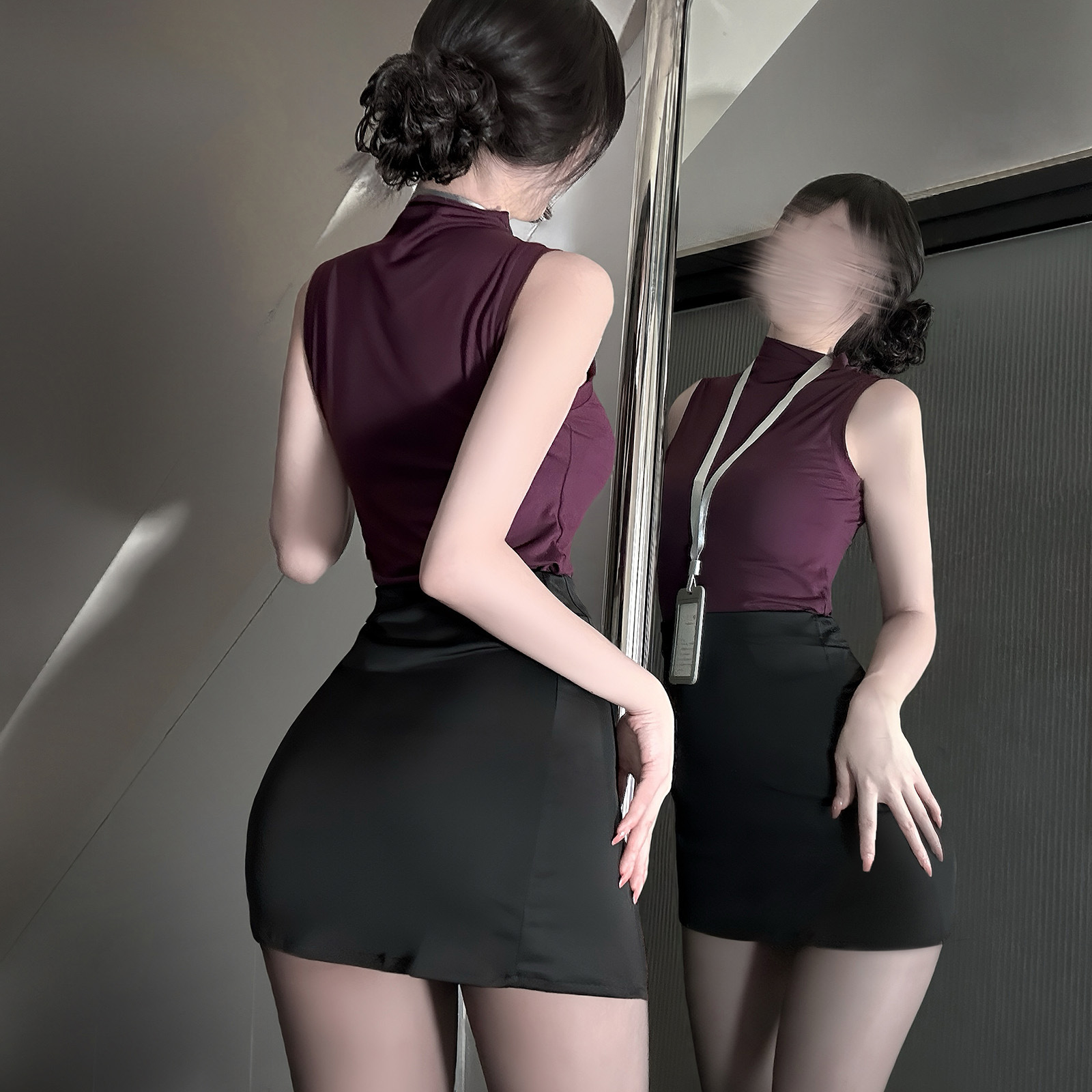 비서·승무원 룩 힙합 스커트 세트