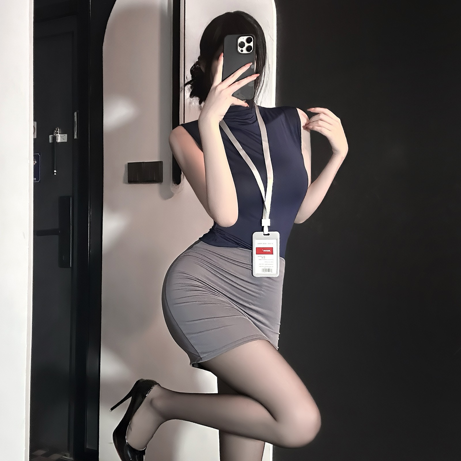 비서·승무원 룩 힙합 스커트 세트