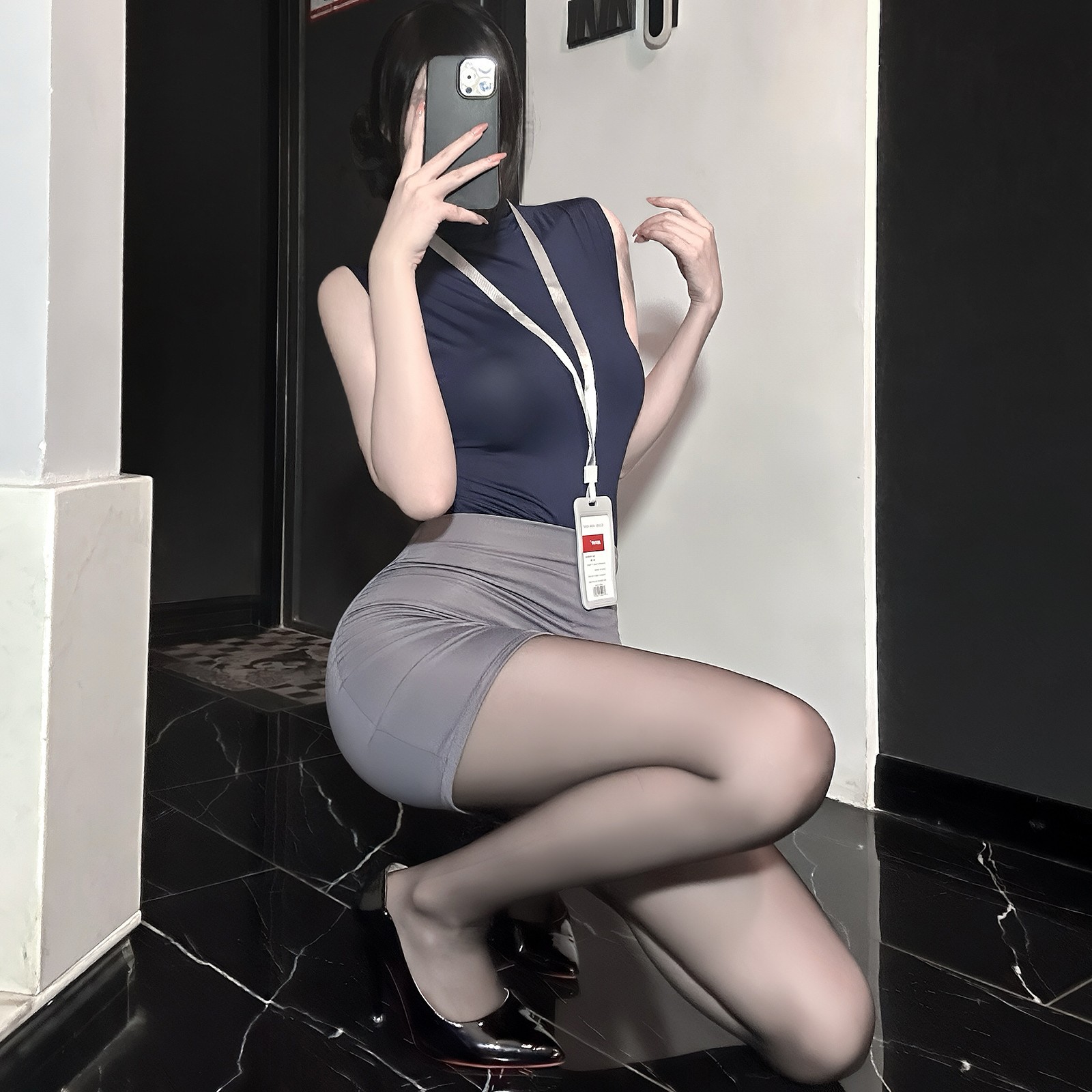 비서·승무원 룩 힙합 스커트 세트