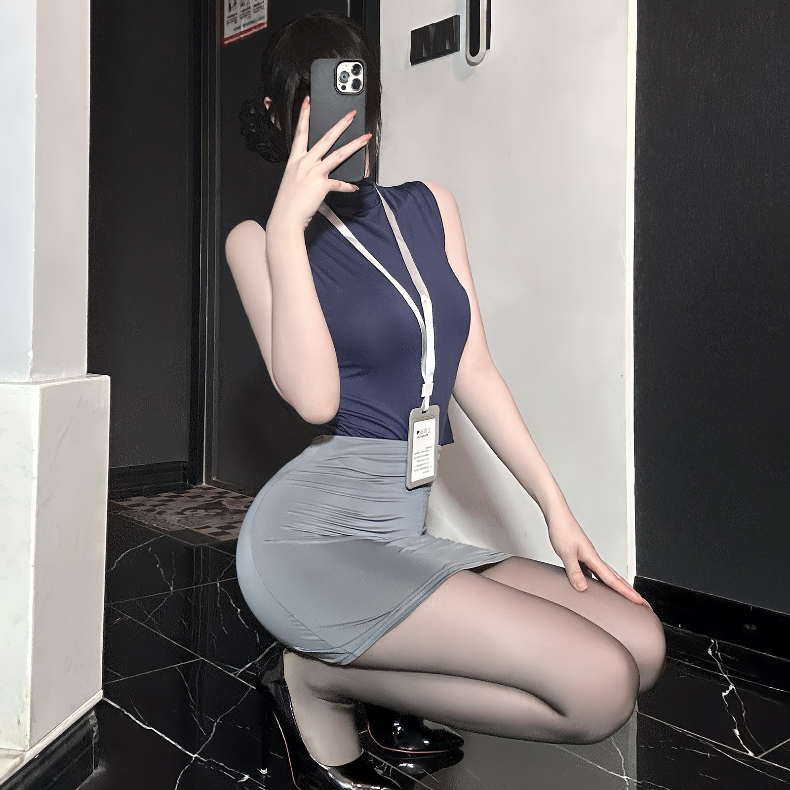 비서·승무원 룩 힙합 스커트 세트