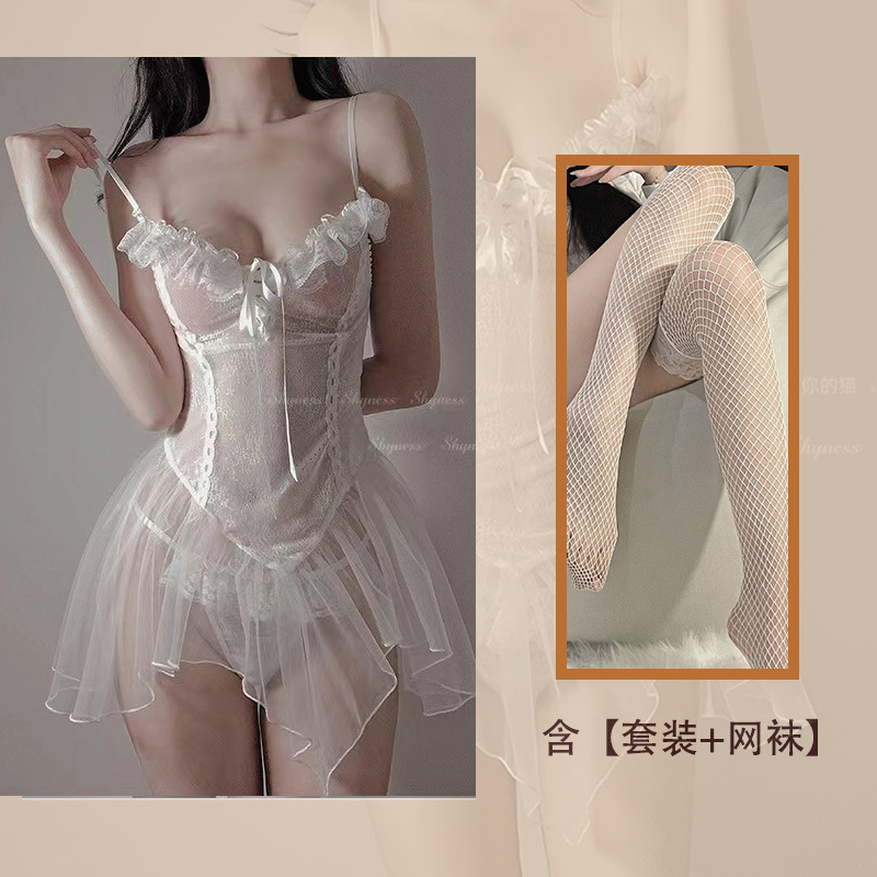 화이트+화이트 망사 스타킹