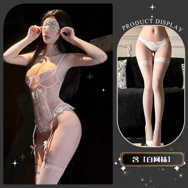 꽃물결+화이트 망사 스타킹