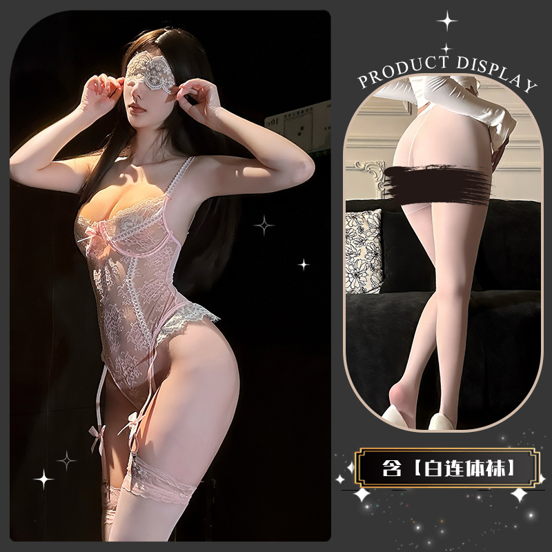 꽃물결+화이트 바디스타킹